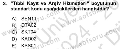 Sağlık İşletmelerinde Kalite Yönetim Dersi 2024 - 2025 Yılı (Vize) Ara Sınav Soruları 3. Soru