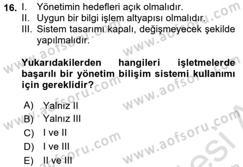 Sağlık İşletmelerinde Kalite Yönetim Dersi 2025 - 2026 Yılı Yaz Okulu Sınav Soruları 16. Soru