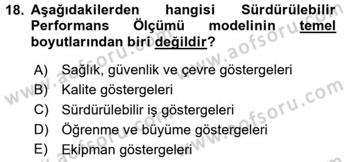 Sağlık İşletmelerinde Kalite Yönetim Dersi 2025 - 2026 Yılı Yaz Okulu Sınav Soruları 18. Soru