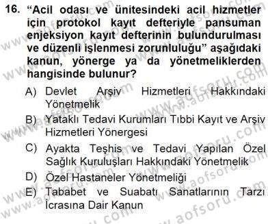 Tıbbi Belgeleme Dersi 2012 - 2013 Yılı (Final) Dönem Sonu Sınav Soruları 16. Soru