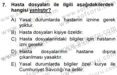 Tıbbi Belgeleme Dersi 2012 - 2013 Yılı (Final) Dönem Sonu Sınav Soruları 7. Soru