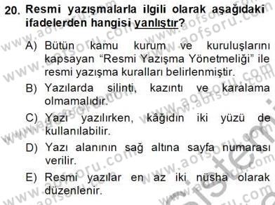 Tıbbi Belgeleme Dersi 2013 - 2014 Yılı (Final) Dönem Sonu Sınav Soruları 20. Soru