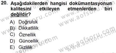 Tıbbi Belgeleme Dersi 2013 - 2014 Yılı Tek Ders Sınav Soruları 20. Soru
