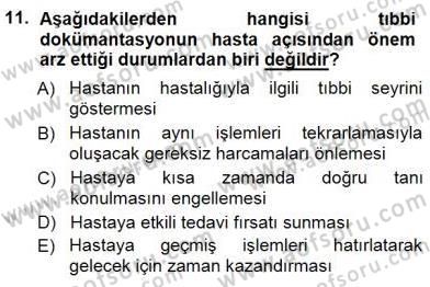 Tıbbi Belgeleme Dersi 2014 - 2015 Yılı (Vize) Ara Sınav Soruları 11. Soru