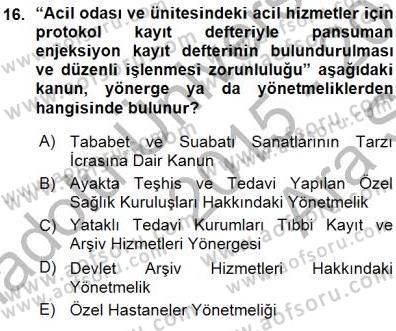 Tıbbi Belgeleme Dersi 2015 - 2016 Yılı (Vize) Ara Sınav Soruları 16. Soru
