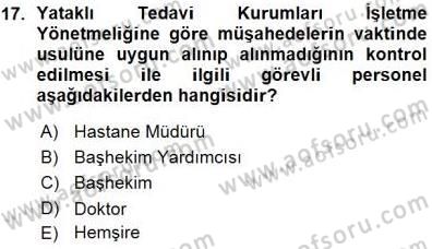 Tıbbi Belgeleme Dersi 2015 - 2016 Yılı (Vize) Ara Sınav Soruları 17. Soru