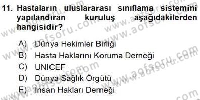 Tıbbi Belgeleme Dersi 2015 - 2016 Yılı (Final) Dönem Sonu Sınav Soruları 11. Soru