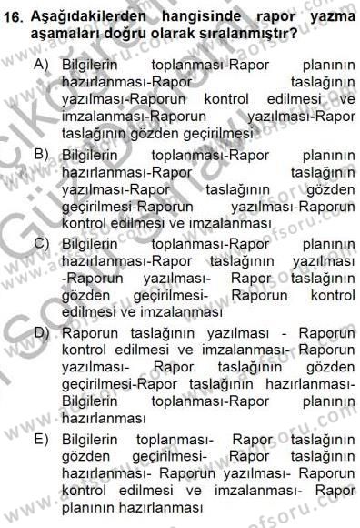 Tıbbi Belgeleme Dersi 2015 - 2016 Yılı (Final) Dönem Sonu Sınav Soruları 16. Soru