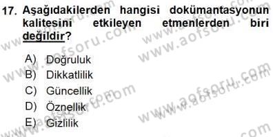 Tıbbi Belgeleme Dersi 2015 - 2016 Yılı (Final) Dönem Sonu Sınav Soruları 17. Soru