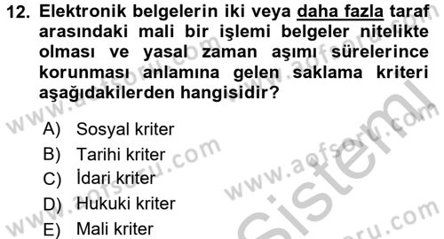 Tıbbi Belgeleme Dersi 2016 - 2017 Yılı 3 Ders Sınav Soruları 12. Soru