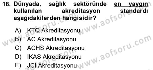Tıbbi Belgeleme Dersi 2016 - 2017 Yılı 3 Ders Sınav Soruları 18. Soru