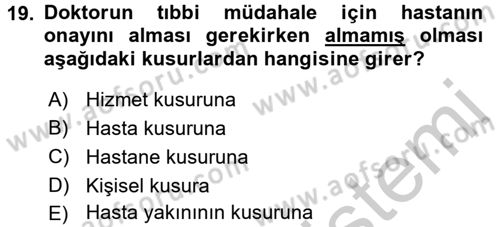 Tıbbi Belgeleme Dersi 2016 - 2017 Yılı 3 Ders Sınav Soruları 19. Soru