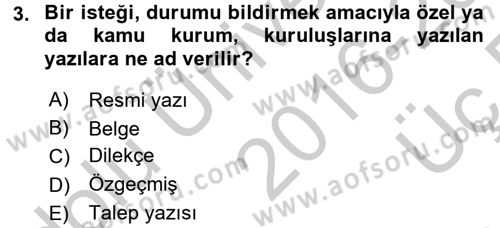 Tıbbi Belgeleme Dersi 2016 - 2017 Yılı 3 Ders Sınav Soruları 3. Soru