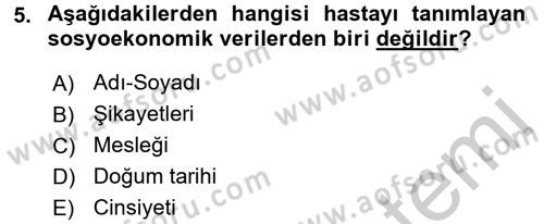 Tıbbi Belgeleme Dersi 2016 - 2017 Yılı 3 Ders Sınav Soruları 5. Soru