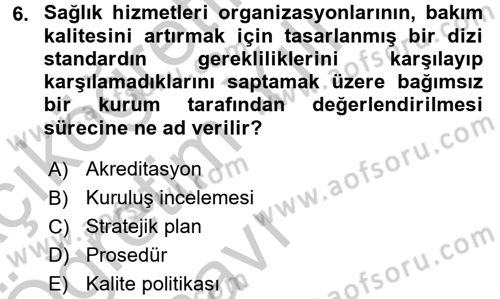 Tıbbi Belgeleme Dersi 2016 - 2017 Yılı 3 Ders Sınav Soruları 6. Soru