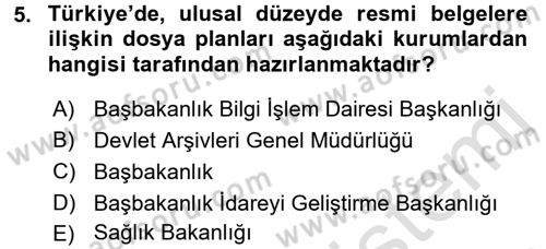 Tıbbi Belgeleme Dersi 2016 - 2017 Yılı (Vize) Ara Sınav Soruları 5. Soru