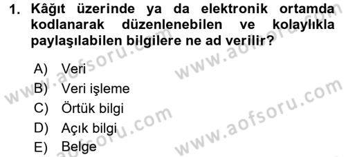 Tıbbi Belgeleme Dersi 2016 - 2017 Yılı (Final) Dönem Sonu Sınav Soruları 1. Soru