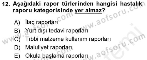Tıbbi Belgeleme Dersi 2016 - 2017 Yılı (Final) Dönem Sonu Sınav Soruları 12. Soru