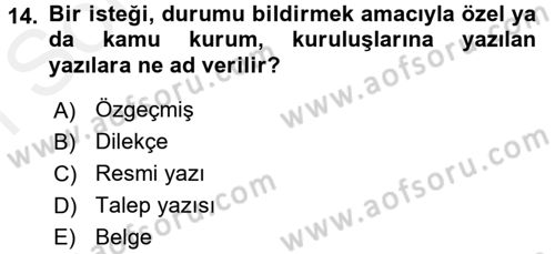 Tıbbi Belgeleme Dersi 2016 - 2017 Yılı (Final) Dönem Sonu Sınav Soruları 14. Soru