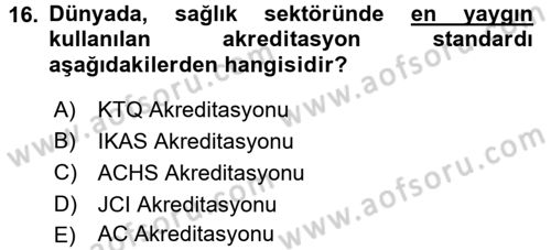 Tıbbi Belgeleme Dersi 2016 - 2017 Yılı (Final) Dönem Sonu Sınav Soruları 16. Soru