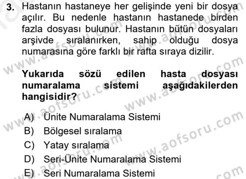 Tıbbi Belgeleme Dersi 2016 - 2017 Yılı (Final) Dönem Sonu Sınav Soruları 3. Soru