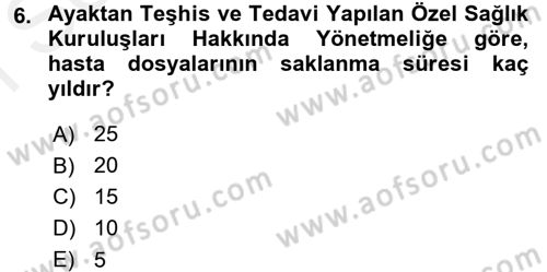 Tıbbi Belgeleme Dersi 2016 - 2017 Yılı (Final) Dönem Sonu Sınav Soruları 6. Soru