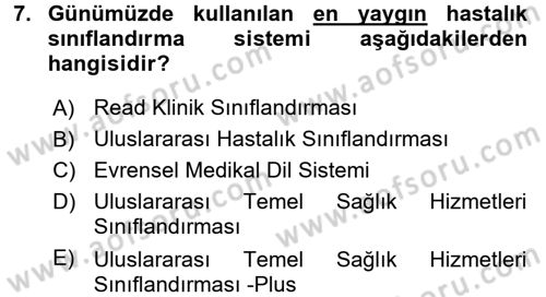 Tıbbi Belgeleme Dersi 2016 - 2017 Yılı (Final) Dönem Sonu Sınav Soruları 7. Soru