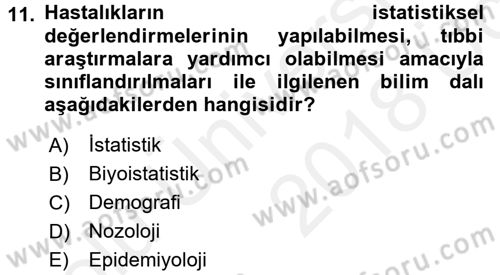 Tıbbi Belgeleme Dersi 2017 - 2018 Yılı 3 Ders Sınav Soruları 11. Soru
