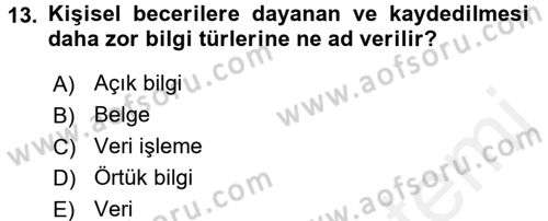 Tıbbi Belgeleme Dersi 2017 - 2018 Yılı 3 Ders Sınav Soruları 13. Soru