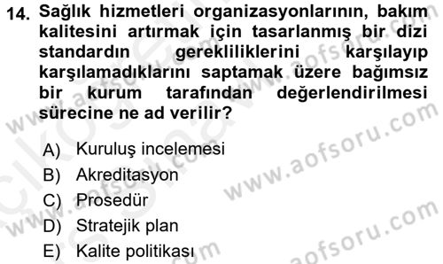 Tıbbi Belgeleme Dersi 2017 - 2018 Yılı 3 Ders Sınav Soruları 14. Soru