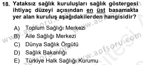 Tıbbi Belgeleme Dersi 2017 - 2018 Yılı 3 Ders Sınav Soruları 18. Soru