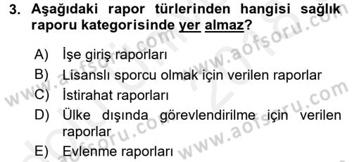 Tıbbi Belgeleme Dersi 2017 - 2018 Yılı 3 Ders Sınav Soruları 3. Soru