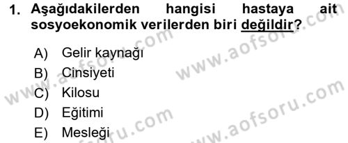 Tıbbi Belgeleme Dersi Ara Sınavı Deneme Sınav Soruları 1. Soru