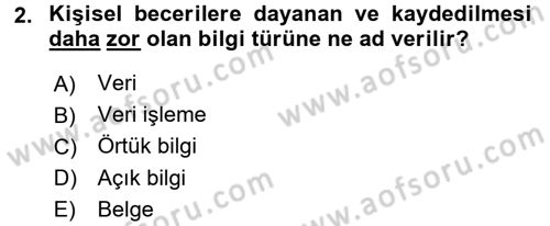 Tıbbi Belgeleme Dersi Ara Sınavı Deneme Sınav Soruları 2. Soru