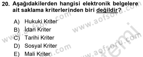 Tıbbi Belgeleme Dersi Ara Sınavı Deneme Sınav Soruları 20. Soru