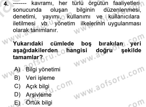 Tıbbi Belgeleme Dersi 2017 - 2018 Yılı (Vize) Ara Sınav Soruları 4. Soru
