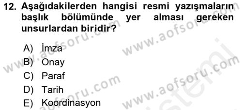 Tıbbi Belgeleme Dersi 2017 - 2018 Yılı (Final) Dönem Sonu Sınav Soruları 12. Soru