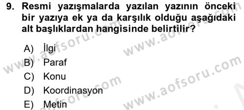 Tıbbi Belgeleme Dersi 2017 - 2018 Yılı (Final) Dönem Sonu Sınav Soruları 9. Soru