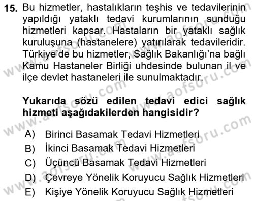 Tıbbi Belgeleme Dersi 2018 - 2019 Yılı 3 Ders Sınav Soruları 15. Soru