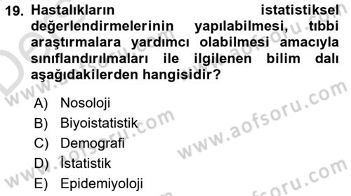 Tıbbi Belgeleme Dersi 2018 - 2019 Yılı 3 Ders Sınav Soruları 19. Soru