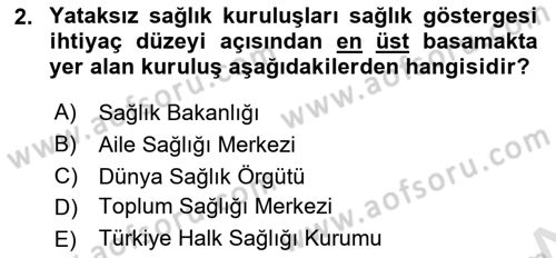 Tıbbi Belgeleme Dersi 2018 - 2019 Yılı 3 Ders Sınav Soruları 2. Soru