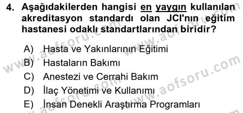 Tıbbi Belgeleme Dersi 2018 - 2019 Yılı 3 Ders Sınav Soruları 4. Soru
