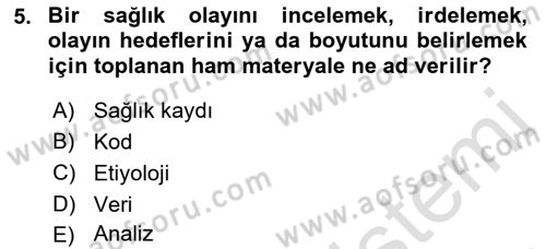 Tıbbi Belgeleme Dersi 2018 - 2019 Yılı 3 Ders Sınav Soruları 5. Soru