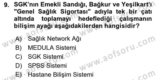 Tıbbi Belgeleme Dersi 2018 - 2019 Yılı 3 Ders Sınav Soruları 9. Soru