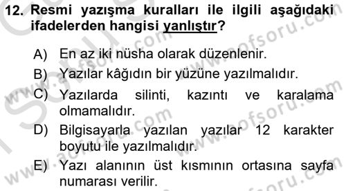 Tıbbi Belgeleme Dersi 2018 - 2019 Yılı (Final) Dönem Sonu Sınav Soruları 12. Soru