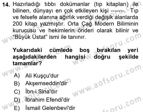 Tıbbi Belgeleme Dersi 2018 - 2019 Yılı (Final) Dönem Sonu Sınav Soruları 14. Soru