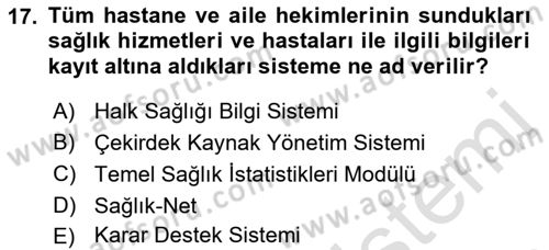 Tıbbi Belgeleme Dersi 2018 - 2019 Yılı (Final) Dönem Sonu Sınav Soruları 17. Soru