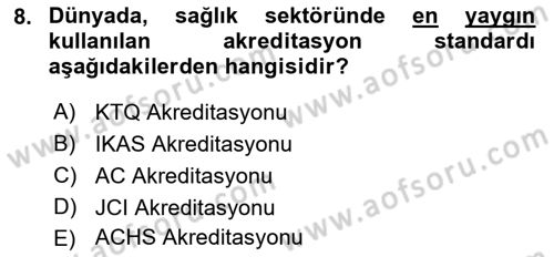 Tıbbi Belgeleme Dersi 2018 - 2019 Yılı Yaz Okulu Sınav Soruları 8. Soru