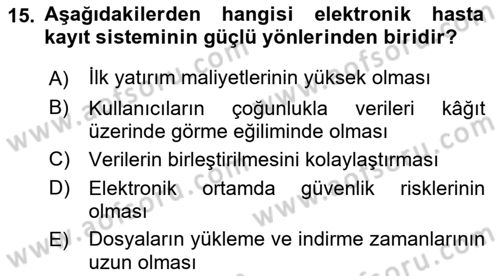Tıbbi Belgeleme Dersi 2019 - 2020 Yılı (Vize) Ara Sınav Soruları 15. Soru