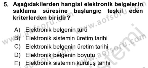 Tıbbi Belgeleme Dersi Ara Sınavı Deneme Sınav Soruları 5. Soru